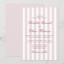 Blush Pink Stripes with Red Script Modern Wedding