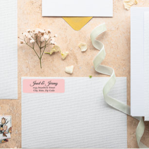 Blush Pink Stylized Names Wedding Return Address
