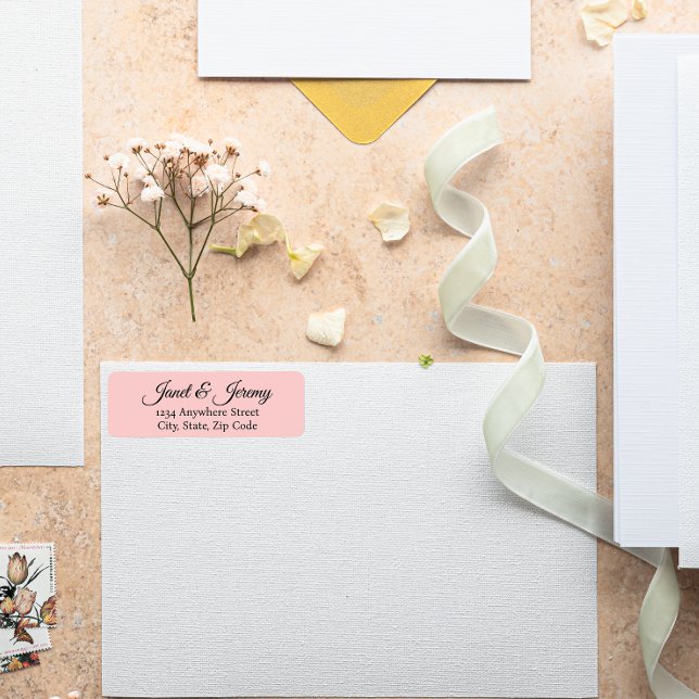 Blush Pink Stylized Names Wedding Return Address (In Situ Wedding)