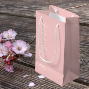 Blush Pink Stylized Script Wedding Bridesmaid Small Gift Bag