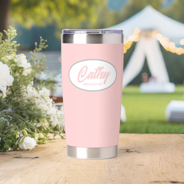 Blush Pink Stylized Wedding Bridesmaid Insulated Tumbler (Wedding (Rotated))