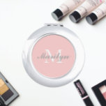 Blush Pink Stylized Wedding Bridesmaid Monogram Compact Mirror<br><div class="desc">A personalized compact mirror for your wedding bridesmaid or maid of honour that has her initial and name on a trendy,  blush pink colour background. Edit to replace initial and name. Select your compact mirror style.</div>