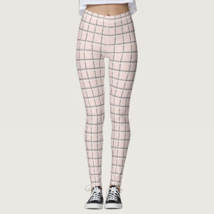 Blush Pink Subtle Plaid Pattern Preppy Leggings