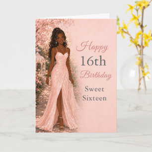 Blush Pink Sweet 16 Birthday Garden Party Card
