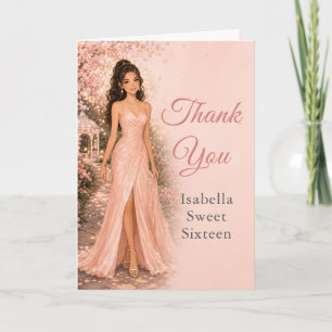 Blush Pink Sweet 16 Thank You Card  Description: