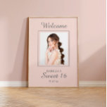 Blush Pink Sweet 16 Welcome Name Photo  Poster<br><div class="desc">Blush pink Sweet 16 birthday welcome poster personalized with the name and photo of the guest of honor.  The background and text colors of this sign are fully customizable,  so design them with your own party colors. Contact me for help with customization or to request matching or coordinating products.</div>