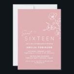 Blush Pink Sweet Sixteen Airy Floral 16th Birthday Invitation<br><div class="desc">Pretty,  modern-style sweet 16 invitations with subtle floral detailing. Girly blush pink colour.</div>