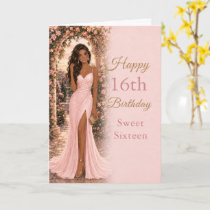 Blush Pink Sweet Sixteen Birthday Card