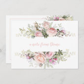 Blush Pink Sweetheart Roses Greenery Note Cards (Front/Back)