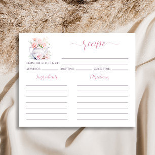Blush Pink Tea Party Bridal Shower Recipe Card