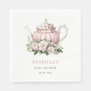 Blush Pink Tea Party Girl Baby Shower  Napkin