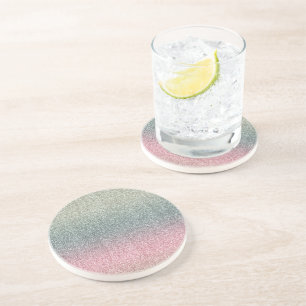 Blush Pink Teal Mint Sparkle Glitter         Coaster
