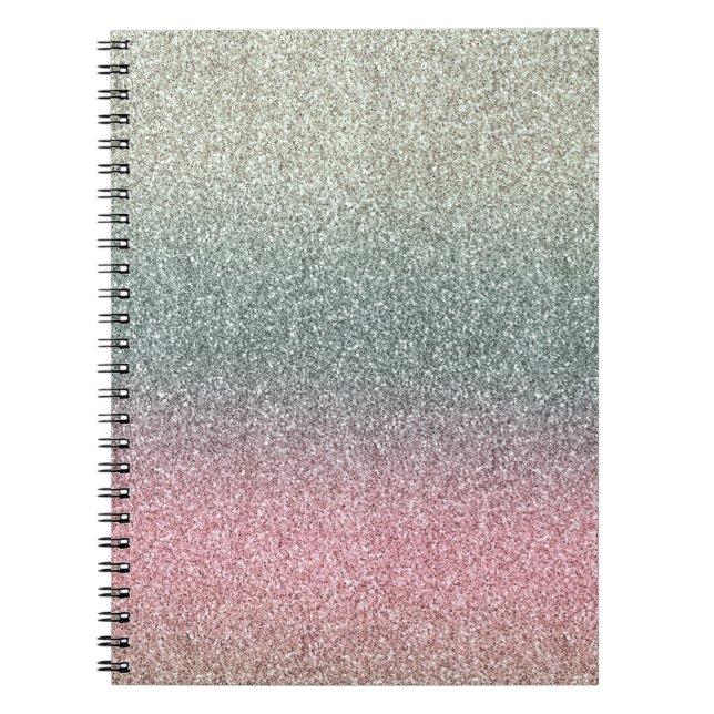 Blush Pink Teal Mint Sparkle Glitter         Notebook (Front)