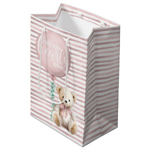 Blush Pink Teddy Bear Baby Gift Bag
