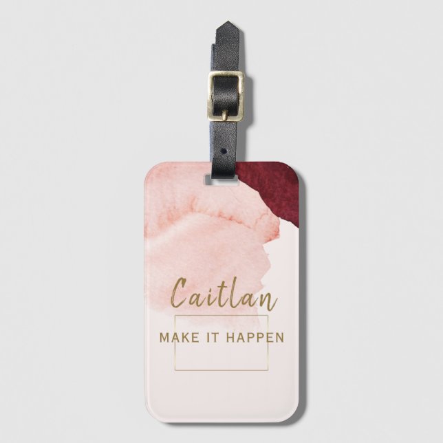 Blush Pink Terra Cotta Abstract  Luggage Tag (Front Vertical)
