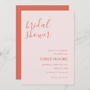 Blush pink terracotta calligraphy bridal shower invitation