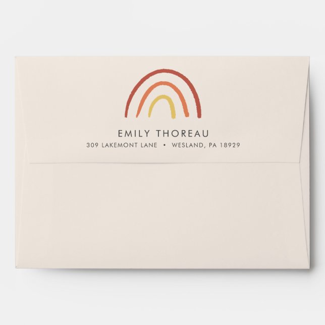 Blush Pink Terracotta Rainbow Boho Personalized Envelope (Back (Top Flap))