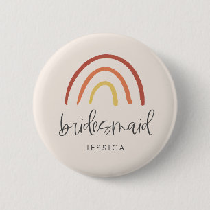 Blush Pink Terracotta Rainbow Custom Bridesmaid 2 Inch Round Button