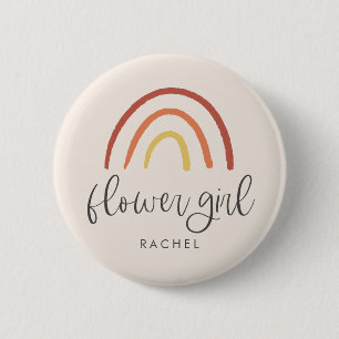 Blush Pink Terracotta Rainbow Custom Flower Girl 2 Inch Round Button