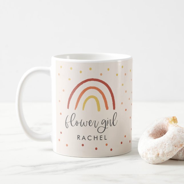 Blush Pink Terracotta Rainbow Custom Flower Girl Coffee Mug (With Donut)
