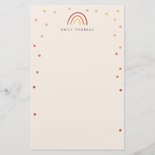 Blush Pink Terracotta Rainbow Custom Personalized Stationery (Front)