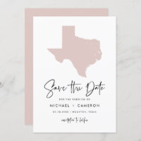 Blush Pink Texas Map Modern Minimalist Script