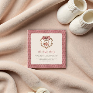 Blush Pink Textured Hedgehog Baby Shower Book Enclosure Card