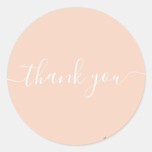 blush pink Thank You Classic Round Sticker