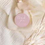 Blush Pink Thank You Elegant Wedding Classic Round Sticker<br><div class="desc">Elegant blush pink background with a handwritten script thank you. Perfect for your save the date envelope seals or as an wedding accessory. Check our store for more colour choices.</div>
