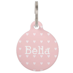 Blush Pink Tiny Hearts Modern Round Large Pet Tag