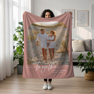 Blush Pink Together Typography Couple Valentine Fleece Blanket