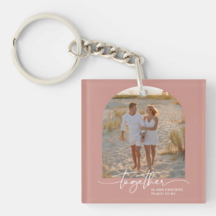 Blush Pink Together Typography Couple Valentine Keychain