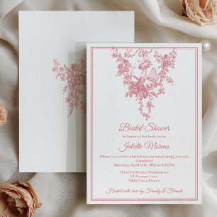 Blush Pink Toile de Jouy Bridal Shower Invitation