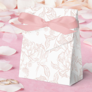 Blush Pink Toile de Jouy Floral Peony Botanical Vi Favor Box