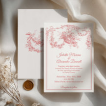 Blush Pink Toile de Jouy Paris Wedding Invitation