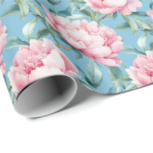 Blush Pink Trailing Peony floral Wrapping Paper