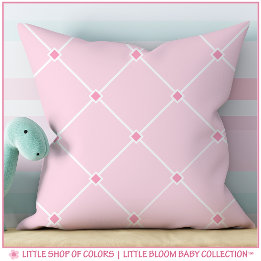 Blush Pink Trellis Pattern Baby Girl Nursery Throw Pillow