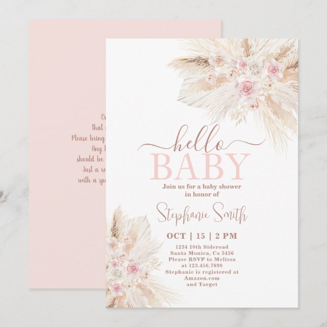 Blush Pink Tropical Desert Baby Shower Invitation (Front/Back)