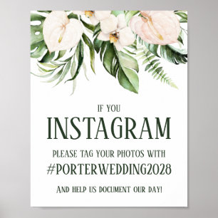 Blush Pink Tropical Floral Instagram Sign