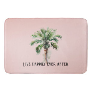 Blush Pink Tropical Palm Tree   Bath Mat