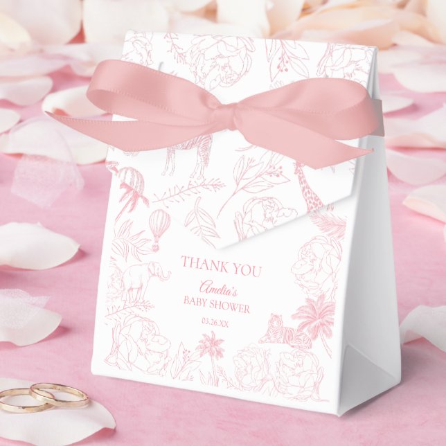 Blush Pink Tropical Safari Animals Baby Shower Favor Box (Wedding)