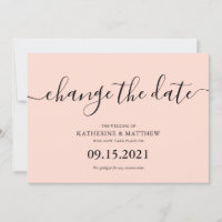 Blush Pink Typography Change the Date Wedding