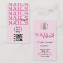 Blush Pink Typography Logo QR Code Nail Salon