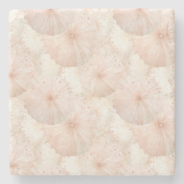 Blush Pink Umbrellas Stone Coaster (Front)