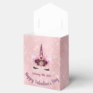 Blush Pink Unicorn Valentine's Day Party Sparkle Favor Box