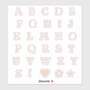 Blush Pink Upper Case Text Letters Alphabet Heart