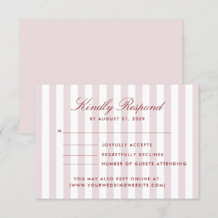 Blush Pink Vertical Stripes Modern Wedding RSVP Ca Invitation