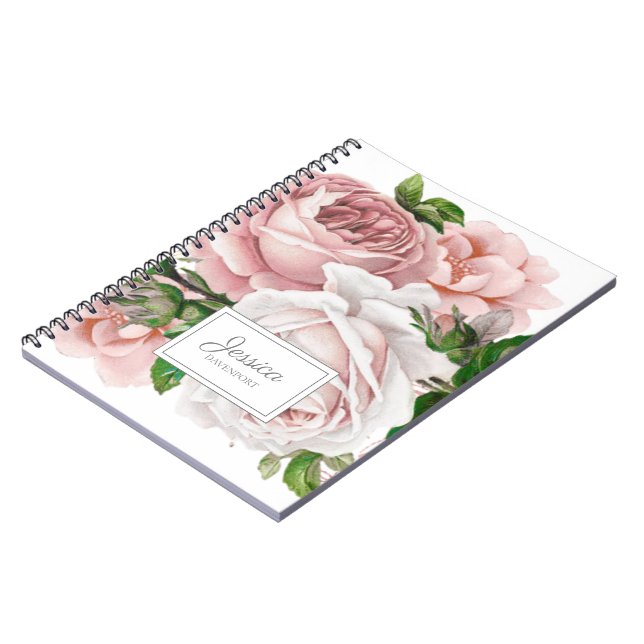 Blush Pink Vintage Floral Notebook (Left Side)