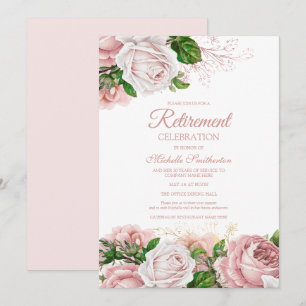 Blush Pink Vintage Floral Retirement Party Invitation