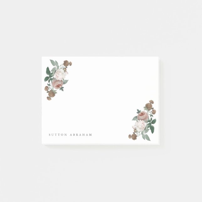 Blush Pink Vintage Floral Rose Post-it Notes (Front)